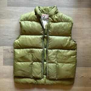 Vintage 70s Goose Bay Olive Green Down Puffer Vest USA Made L